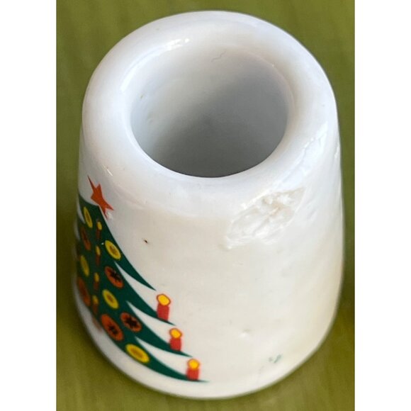 Mini 4 Candleholders Ceramic Tiny Vtg Christmas Holiday Cozy Unique Decor - Picture 6 of 7